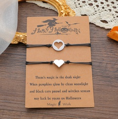Nouveau bracelet de carte Halloween Bracelet tressé coeur creux en acier inoxydable créatif