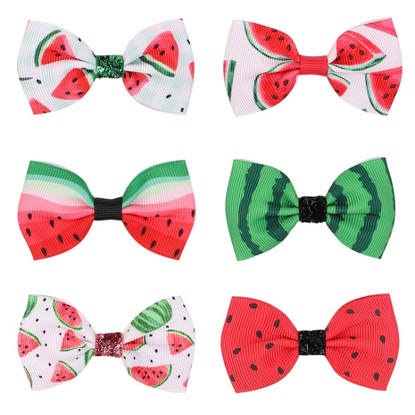 2021 new fruit print bow hairpin baby watermelon bangs clip children's hair accessories NHYLX584133's discount tags