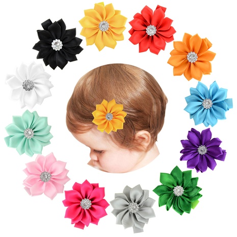 children's polyester pointed webbing small flower twelve-angle hairpin's discount tags