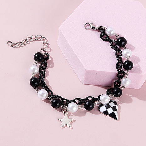 Bracelet de perles coeur nectarine goutte créative coréen rétro petite étoile fraîche's discount tags