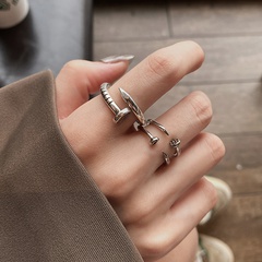 simple geometric hollow double layered open index finger ring