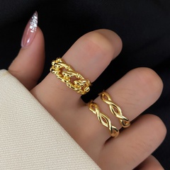cross-wound simple golden texture fine twisted fashion ring