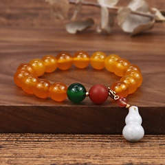 White jade crystal gourd pendant hand-woven metal buckle bracelet wholesale