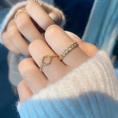 fashion geometric micro-inlaid zircon jewelry twist braid ring
