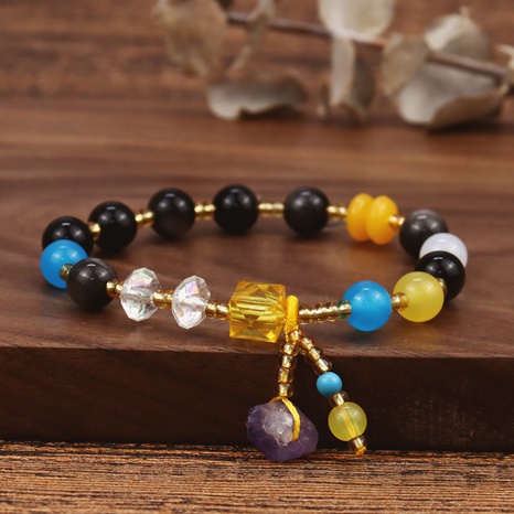 Bracelet de couleur assortie à l'obsidienne naturelle à la mode, bracelet à pendentif en calcédoine d'améthyste's discount tags