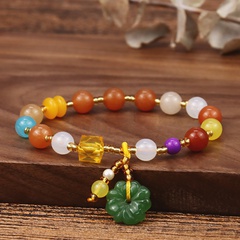 Simple geometric colorful chalcedony bracelet flower jade pendant bracelet