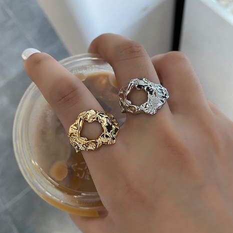 retro hollow geometric irregular solid color ring's discount tags