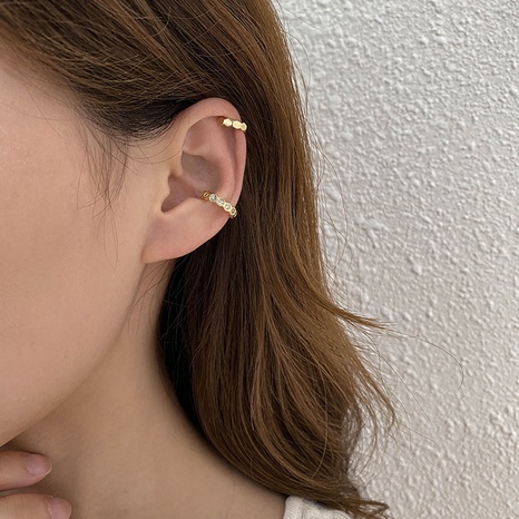 French luxury zircon no pierced ear clip simple diamond-shaped earring's discount tags