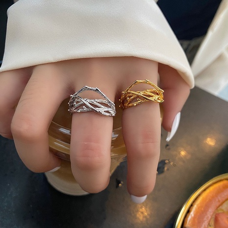 simple creative opening geometric hollow irregular ring's discount tags