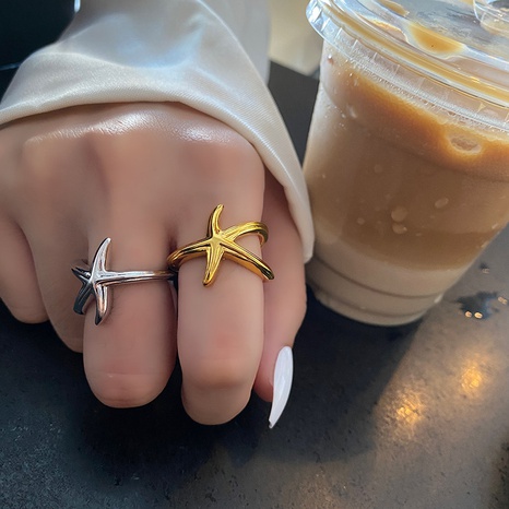 fashion starfish geometric solid color niche index finger seaside simple ring's discount tags
