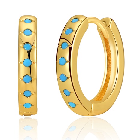 copper-plated real gold round natural turquoise ear buckles retro earrings's discount tags