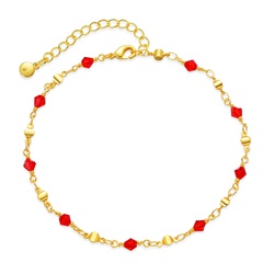 inlaid red zircon thin chain adjustable foot ornament copper anklet