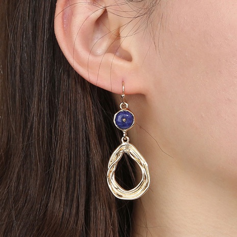 creative retro geometric natural stone metal tassel earrings NHDB584607's discount tags
