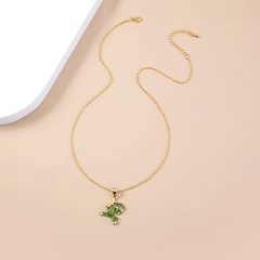 fashion diamond-studded green frog necklace simple exquisite clavicle chain female