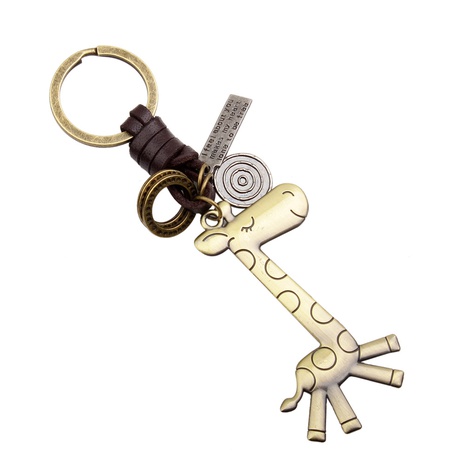 Cuir créatif mignon girafe alliage rétro petit cadeau porte-clés en cuivre's discount tags
