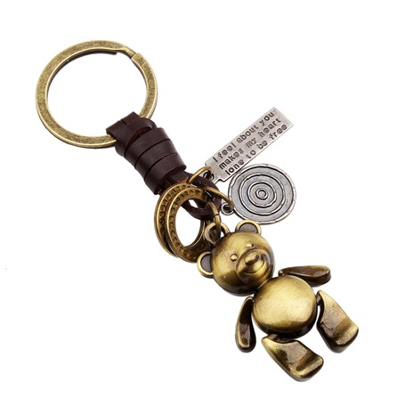 corde en cuir tressé rétro bijoux créatifs porte-clés poupée ours mignon's discount tags