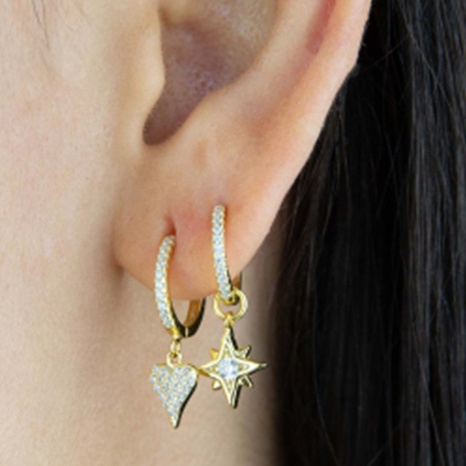 Boucles d'oreilles longues en forme de cœur avec zircon incrusté de cuivre's discount tags