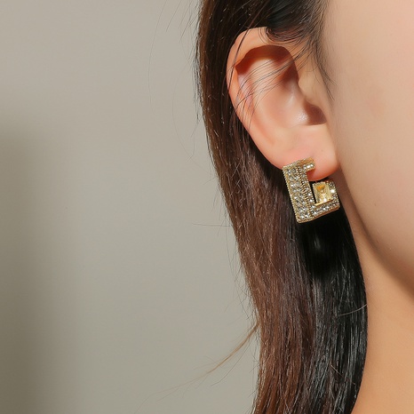 fashion simple geometric square earrings with flashing rhinestone earrings NHKQ584674's discount tags