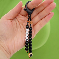Perles acryliques en résine noire de style punk cristal sac à bandoulière perlé à la main porte-clés