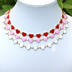 European and American simple color peach heart dripping enamel necklace clavicle chain female