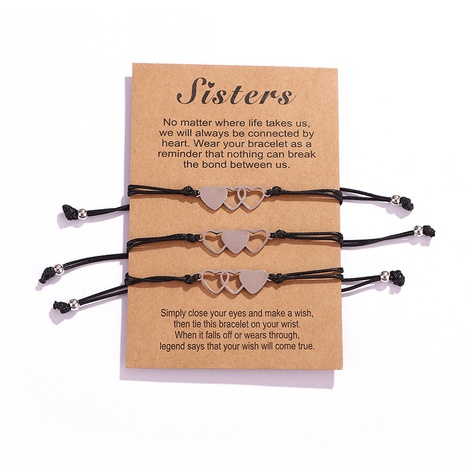 Bijoux de main de bracelet tressé en fil de cire en forme de coeur en acier inoxydable créatif européen et américain's discount tags