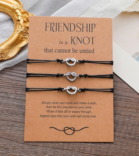 Nouvelle carte d'amitié Ensemble de bracelets tressés en acier inoxydable à pression d'huile de polissage fin's discount tags