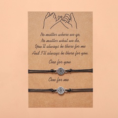 fashion alloy compass adjustable pull woven bracelet personalized fashion couple card bracelet