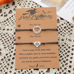 New Halloween Card Bracelet Stainless Steel Pumpkin Lettering Hollow Heart Woven Bracelet