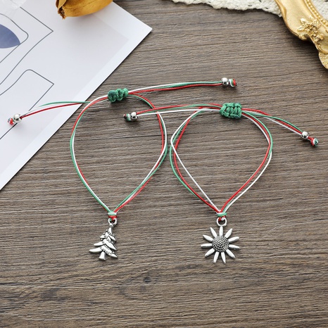 Bracelet réglable tressé en fil de cire multicolore en alliage de tournesol pour arbre de Noël du nouvel an's discount tags