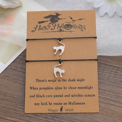 Nueva tarjeta de Halloween de Halloween pulsera personalidad moda gato negro hilo de cera pulsera trenzada