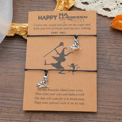new Halloween witch card bracelet European and American broom witch wax thread braided bracelet
