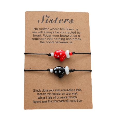Sister Card Bracelet 2-Piece Set European and American Personality Glass Glove Braided Bracelet's discount tags
