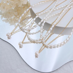 Collier d'empilage de croissance naturelle de perles d'eau douce françaises bijoux de chaîne de clavicule en acier au titane