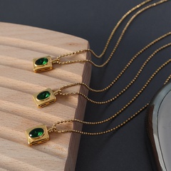 Europäische und amerikanische neue leichte luxuriöse ovale Hao-Stein-Titan-Stahl 18-vergoldete Halskette