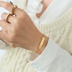 light luxury trend fashion pattern bracelet titanium steel plated 18K gold niche hand jewelry