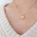 French retro Ushaped pearl pendant necklace simple titanium steel plated 18K real gold jewelrypicture8