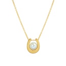 French retro Ushaped pearl pendant necklace simple titanium steel plated 18K real gold jewelrypicture10