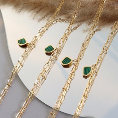 Geometric Emerald Acrylic Pendant Double Bracelet Titanium Steel Jewelry Wholesale