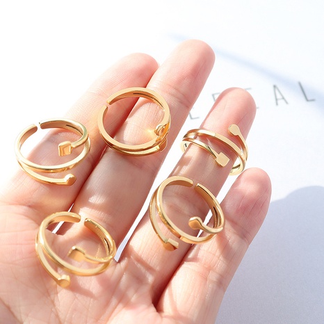 Simple Irregular Opening Non-Adjustable Titanium Steel Finger Ring NHMIL584881's discount tags