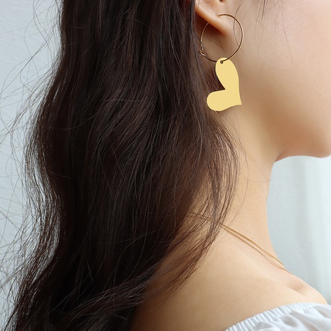 fashion geometric crooked heart titanium steel earrings NHMIL584917's discount tags