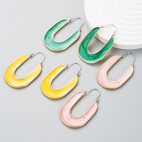 simple alloy resin geometric niche design hollow earrings's discount tags