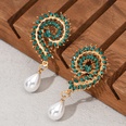 Fashion personality flower leaf green rhinestone imitation pearl earringspicture7