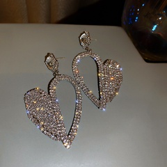 fashion full diamond heart earrings exaggerated design earrings wholesale