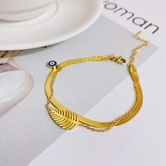 nouveau pendentif feuille bracelet en os de serpent en acier au titane tendance de la mode bracelet en feuille plaqué or 18 carats