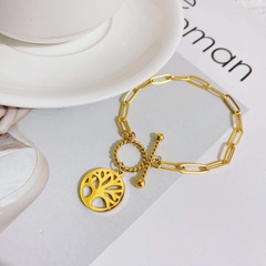 fashion tree of life pendant titanium steel 18k gold plated niche bracelet new jewelry