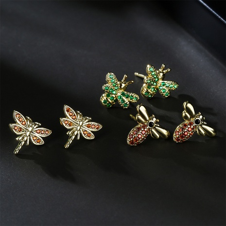 insect series earrings copper-plated gold zircon personalized earrings's discount tags