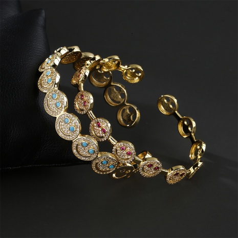 fashion smiley face bracelet copper micro-inlaid zircon jewelry NHFMO585131's discount tags