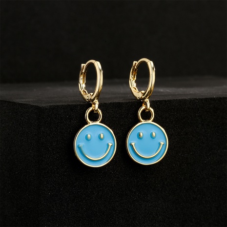 fashion smiling face color dripping oil copper earrings's discount tags