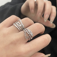 anillo de diamantes con fila de perlas vintage anillo de apertura con diseño de hip hop corazón