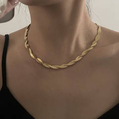fashion niche double-layer snake bone twist titanium clavicle chain necklace
